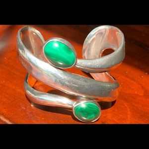 Bold Silver & Malachite Cuff